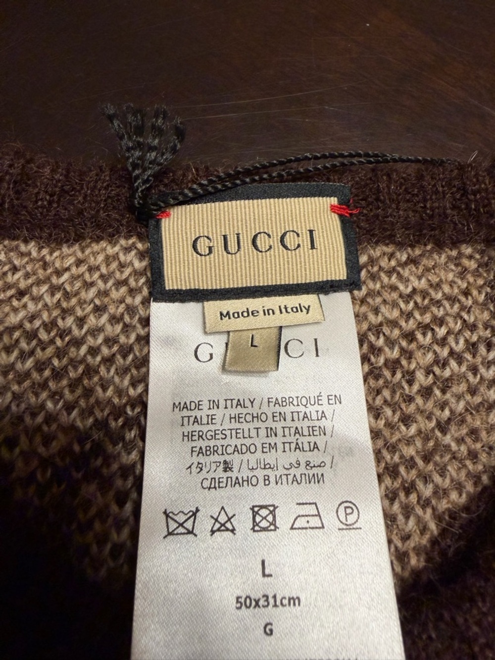 New Authentic Gucci GG Jumbo Logo Dog Sweater Clothes Tan Brown Size L - Picture 10 of 11